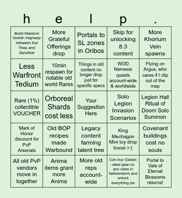 2025 Collector Quality of Life Bingo Card