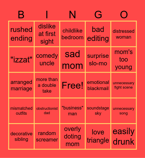 Bollywood Bingo! Bingo Card