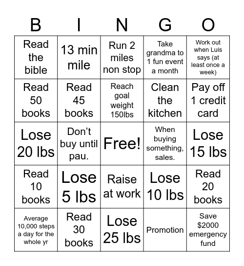 2025 Bingo Card