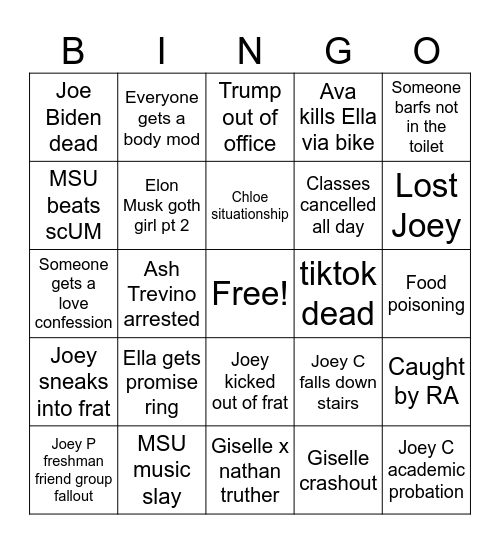 MSU 2025 Bingo Card