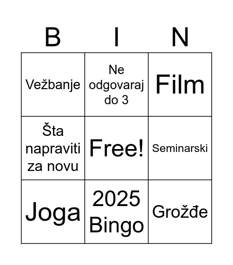 30.01.24. Bingo Card