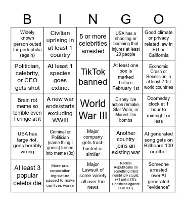 2025 Bingo (Yippee!) Bingo Card