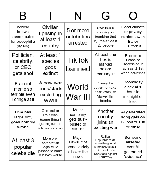 2025 Bingo (Yippee!) Bingo Card