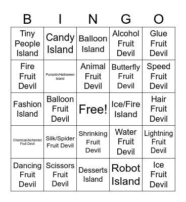 One Pise Bingo Card