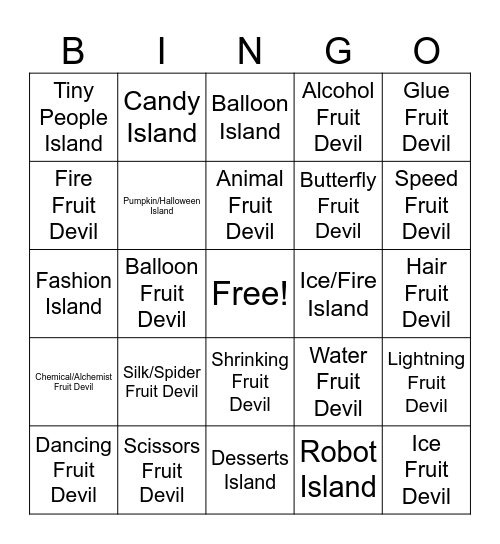 One Pise Bingo Card