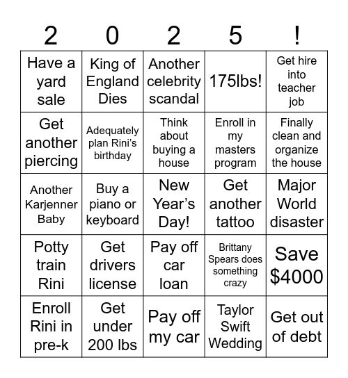 New Year, Same Problems Bingo Card