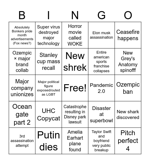 2025 Bingo Card