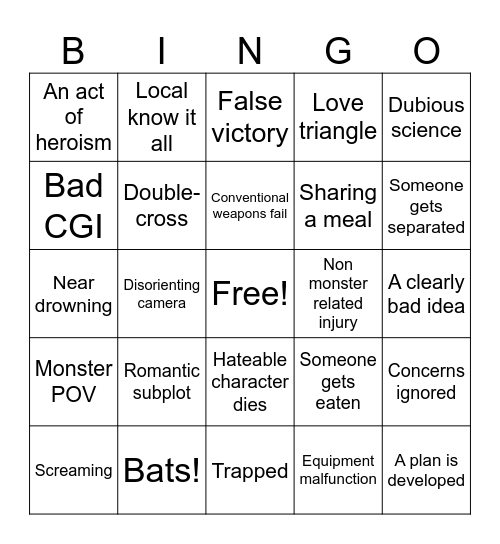 The Cave Bingo Card
