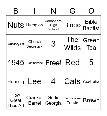 Sandra's 80th Birthday Bingo Card