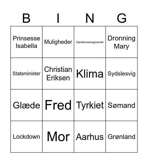 Nytårsbingo Card