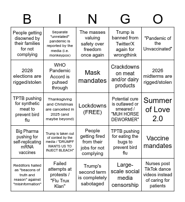 COVID 2: Avian Boogaloo Bingo Card