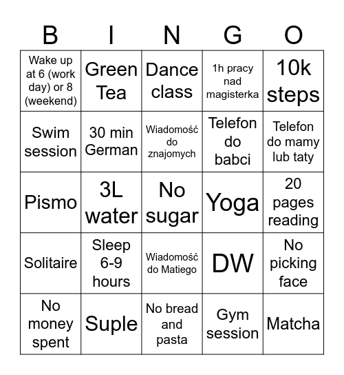 Daily Bingo Card