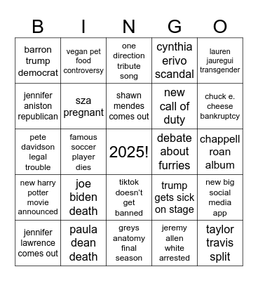 2025! Bingo Card