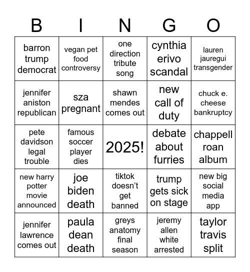 2025! Bingo Card