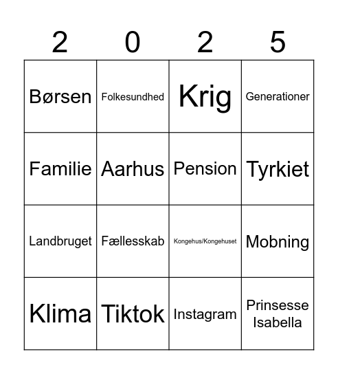 Nytårsbingo Card