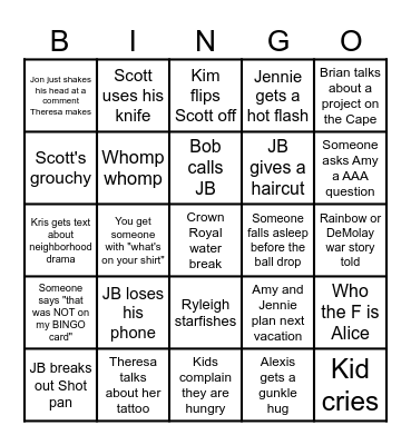 New Years Eve 2024 Bingo Card