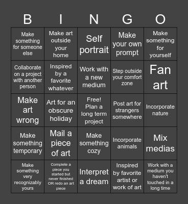 Art Bingo Card