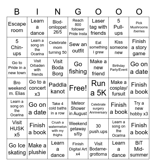 2025 Bingo Card