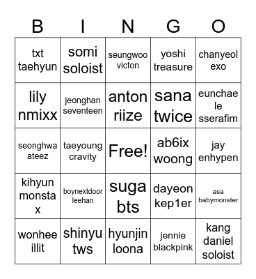 party guest list Bingo Card