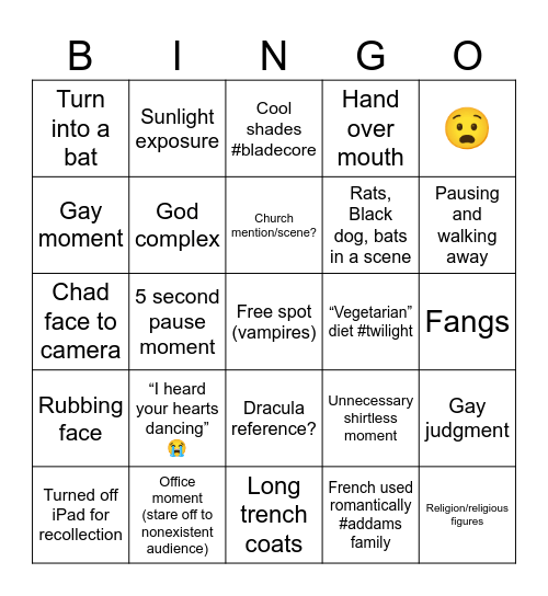 IWTV Bingo Card