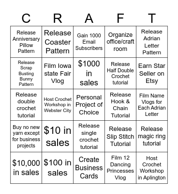2025 Snuggle Duck Crochet Bingo Card