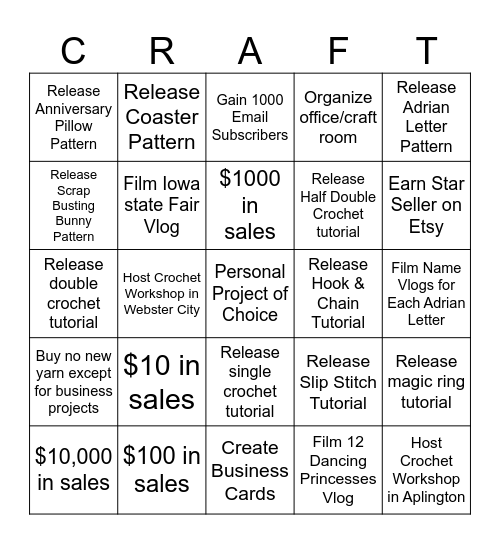 2025 Snuggle Duck Crochet Bingo Card