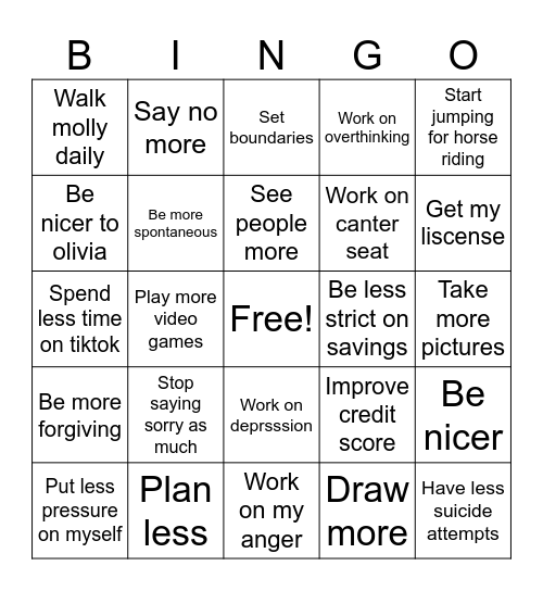 2025 Bingo Card