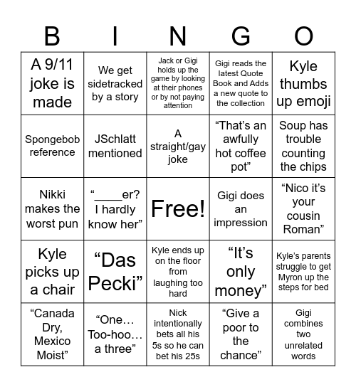 Poker Night Bingo #1 Bingo Card