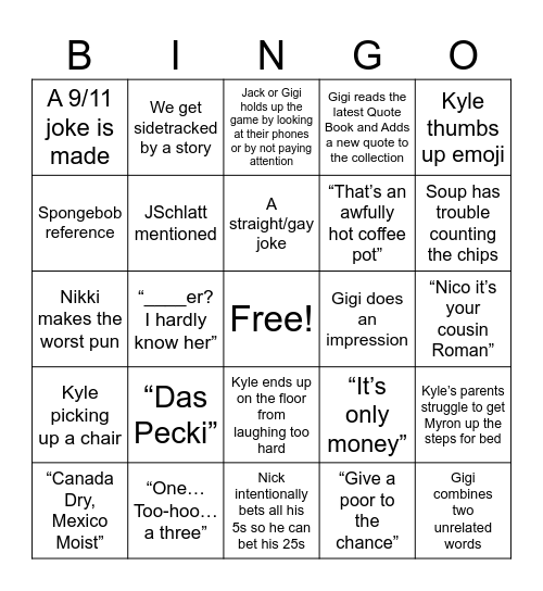 Poker Night Bingo #1 Bingo Card