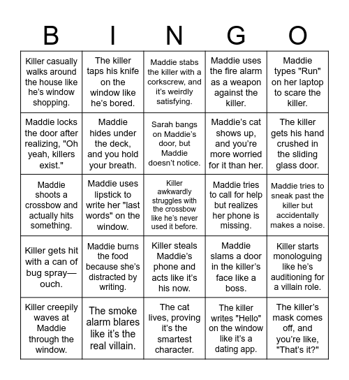 Hush Bingo Card