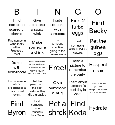 News Years BINGO Card