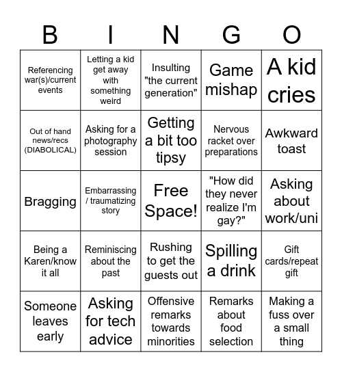 Family New Year's Bingo! Bingo Card