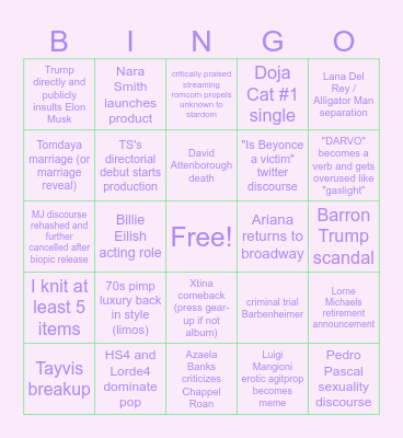 2025 Bingo Card
