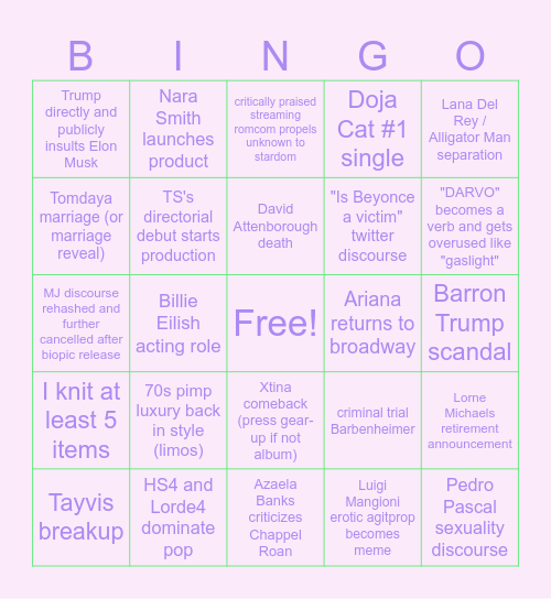 2025 Bingo Card