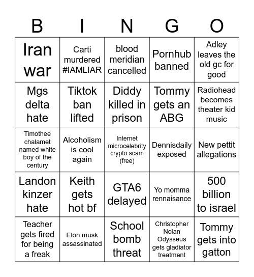 2025 Bingo Card