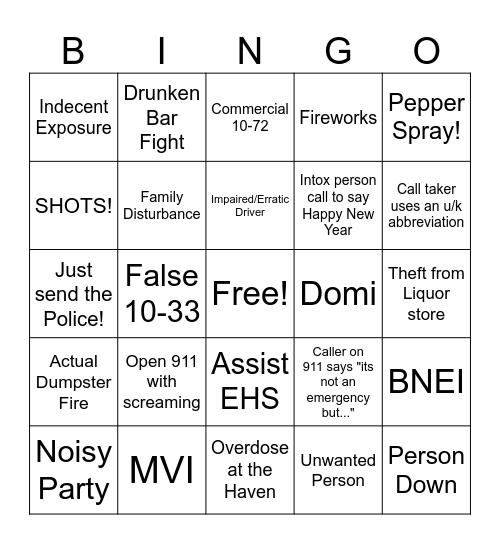 New Years Dispatch Bingo 2025 Bingo Card