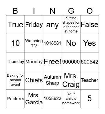 Volunteering & The PTO Bingo Card