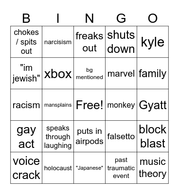 Seamus bingo Card