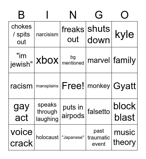 Seamus bingo Card