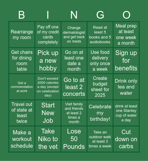 Frank's 2025 Bingo Card