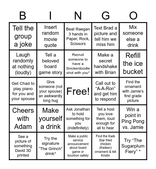 Wives Wine & Whiskey Bingo Card