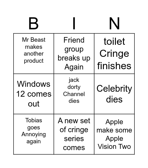 2024-2030 Bingo Card