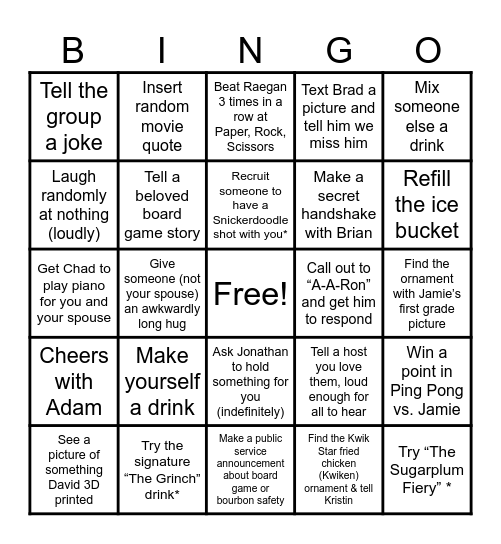 Wives Wine & Whiskey Bingo Card