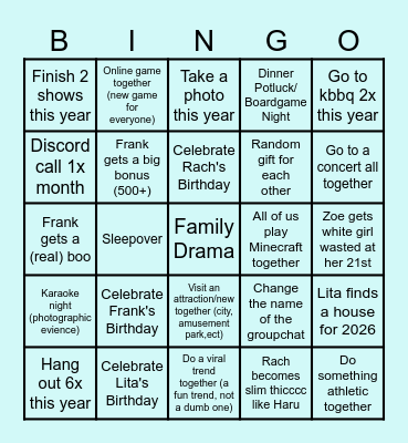 B&B Bingo 2025 Bingo Card