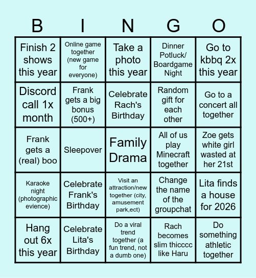 B&B Bingo 2025 Bingo Card
