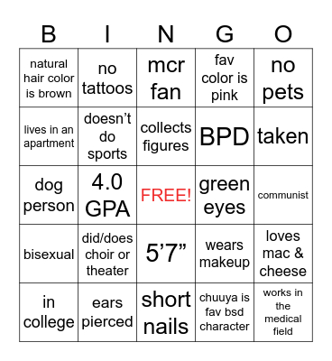 yoongiluxe bingo Card
