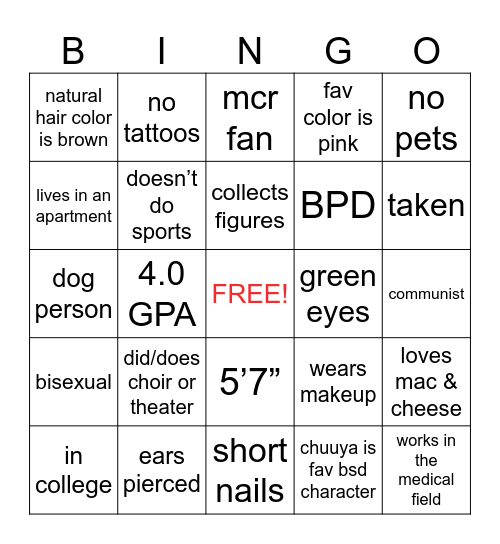 yoongiluxe bingo Card