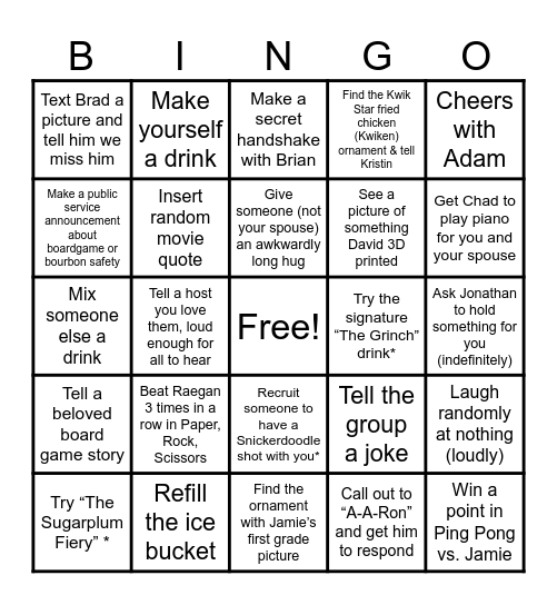 Wives Wine & Whiskey Bingo Card