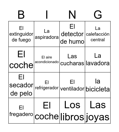 Necesidades o Lujos Bingo Card