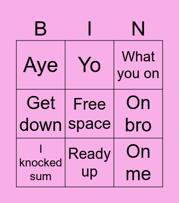 My man my man my man. Bingo Card